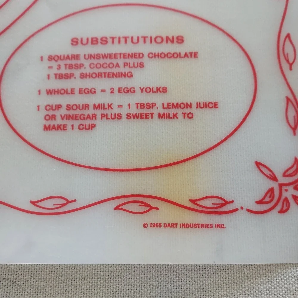 Vintage 1965 Tupperware Pastry Mat Rolling Pie‎ Crust Pizza Dough Tart Baking